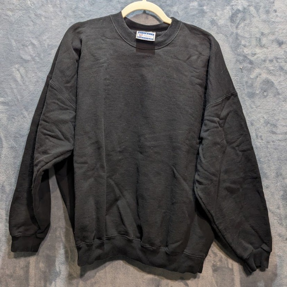 Vintage Hanes Ultimate Cotton Sweatshirt Mens XL Black Crewneck PrintPro Fleece